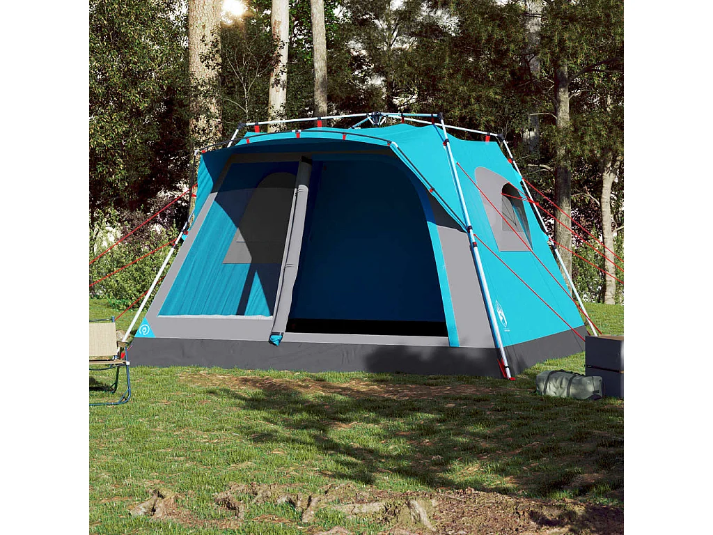 Tonnelle -Tente familiale cabine 7 personnes bleu dégagement rapide FR860825