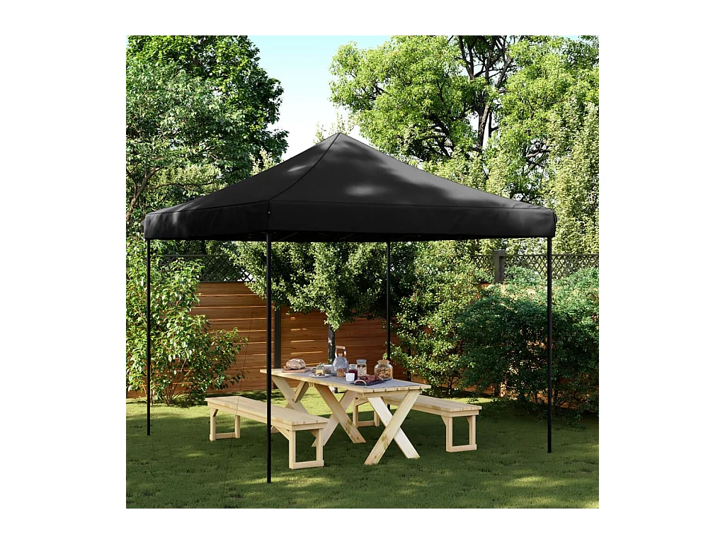 Tonnelle -Tente de réception pliable escamotable noir 292x292x315 cm FR869645