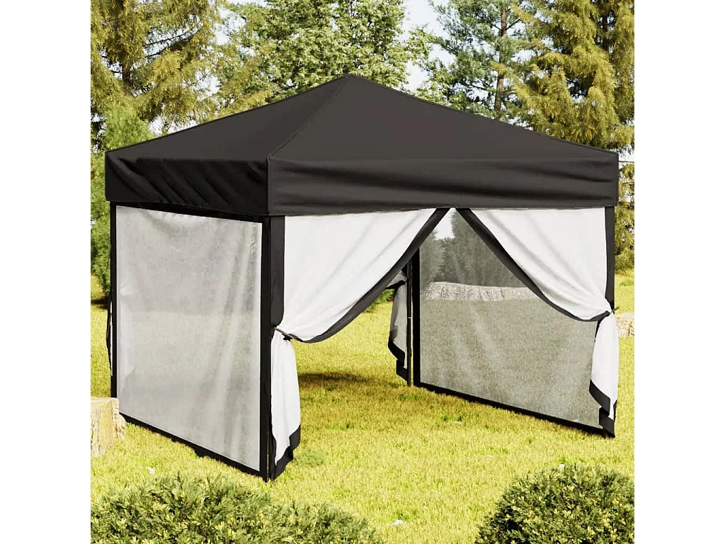 Tenda para festas dobrável com paredes laterais 3x3 m preto PT409405