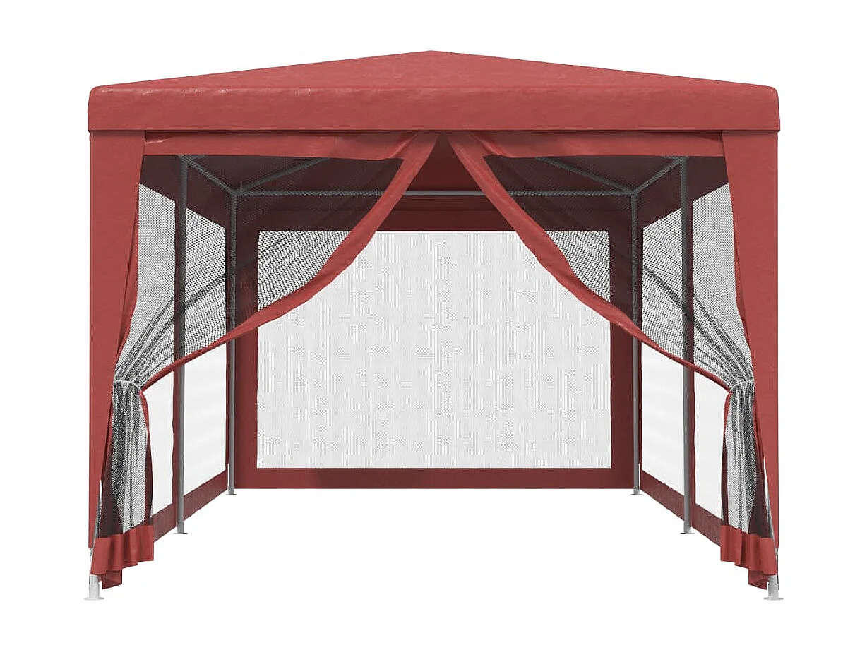 Tonnelle -Tente de fête avec 6 parois latérales en maille Rouge 3x6m PEHD FR553976