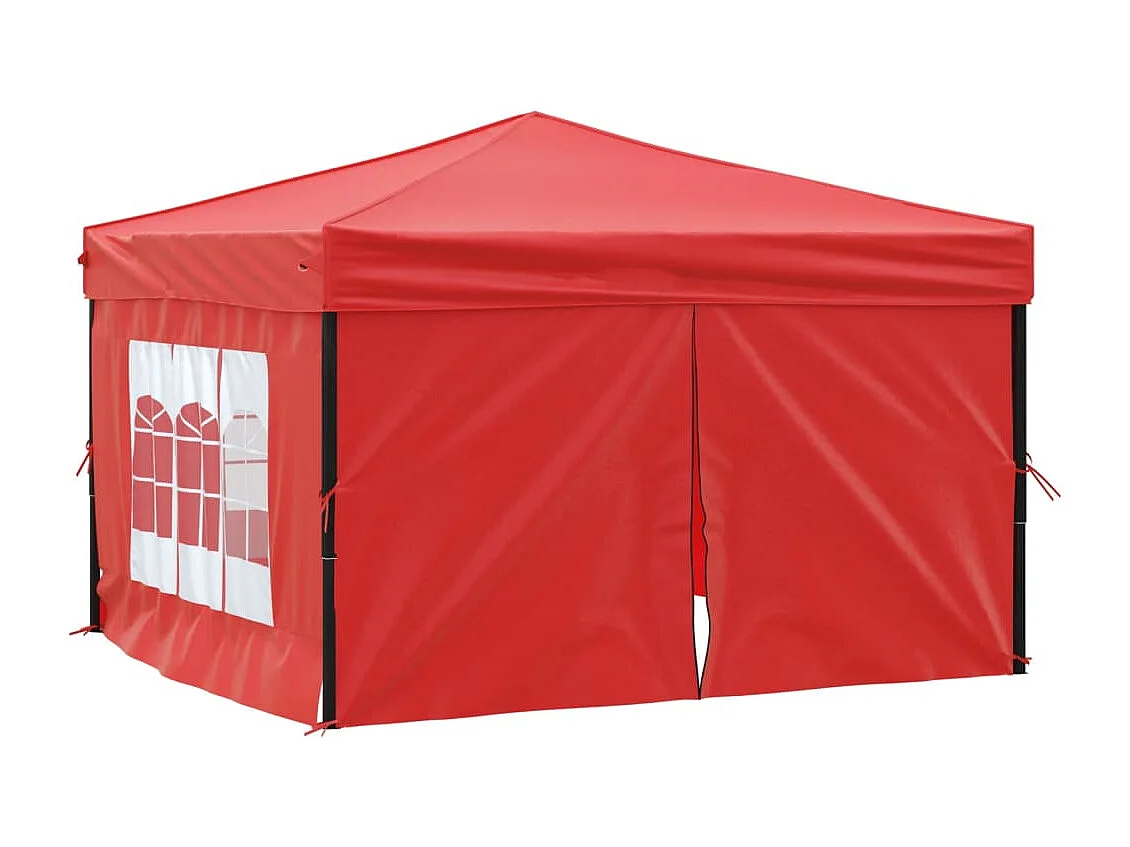 Carpa para fiestas plegable con paredes laterales rojo 3x3 m ES251744