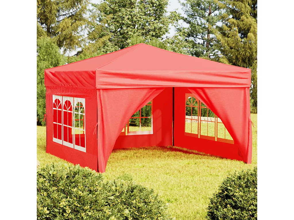 Tonnelle -Tente de réception pliable avec parois Rouge 3x3 m FR309129