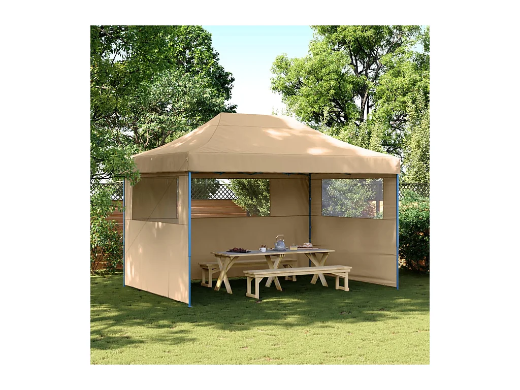 Tonnelle -Tente de réception pliable escamotable avec 3 parois latérales FR659524