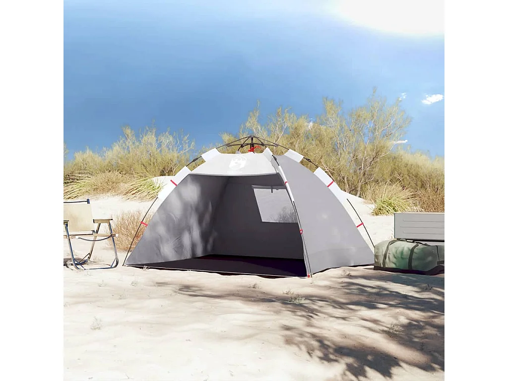 Tonnelle -Tente de plage 2 personnes gris libération rapide imperméable FR782430