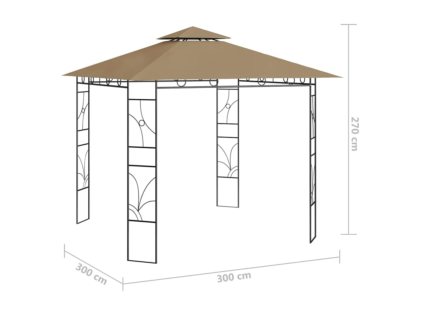 Prieel 160 g/m² 3x3x2,7 m taupe BE717378