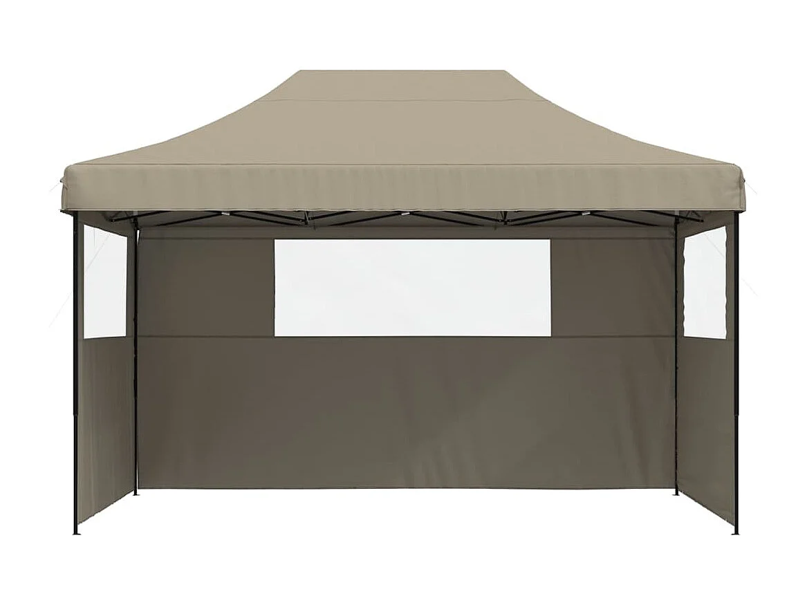 Partytent inklapbaar pop-up met 3 zijwanden taupe BE409733