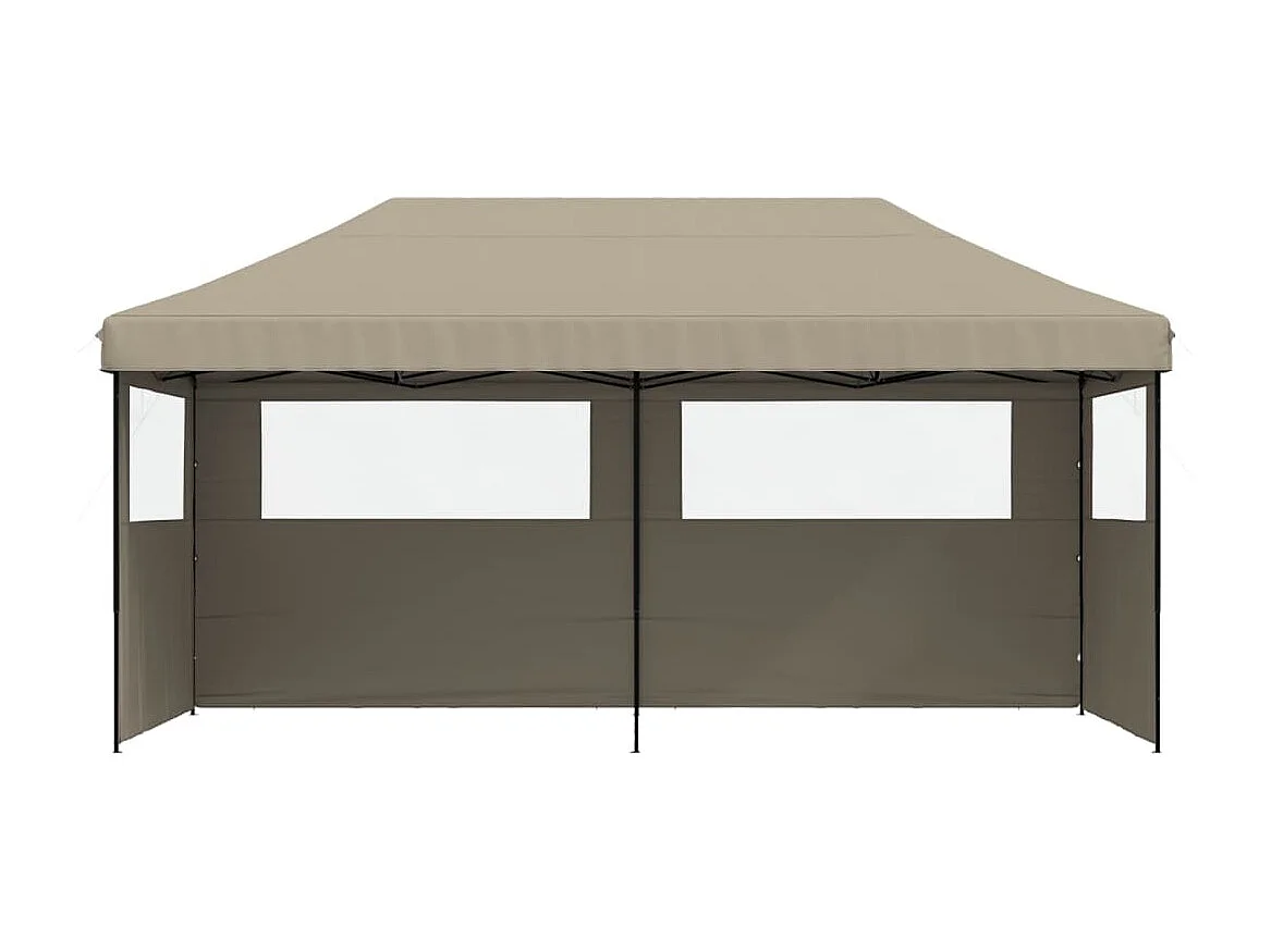 Tonnelle -Tente de réception pliable escamotable 3 parois latérales taupe FR133528