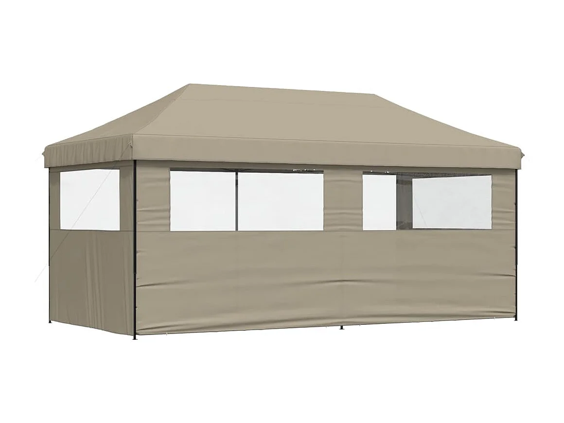 Tonnelle -Tente de réception pliable escamotable 3 parois latérales taupe FR133528