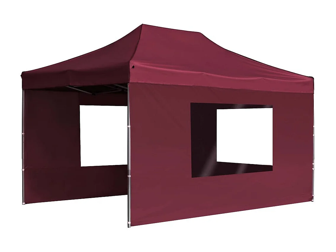 Tonnelle -Tente de réception pliable et parois Aluminium 4,5x3 m Bordeaux FR470685