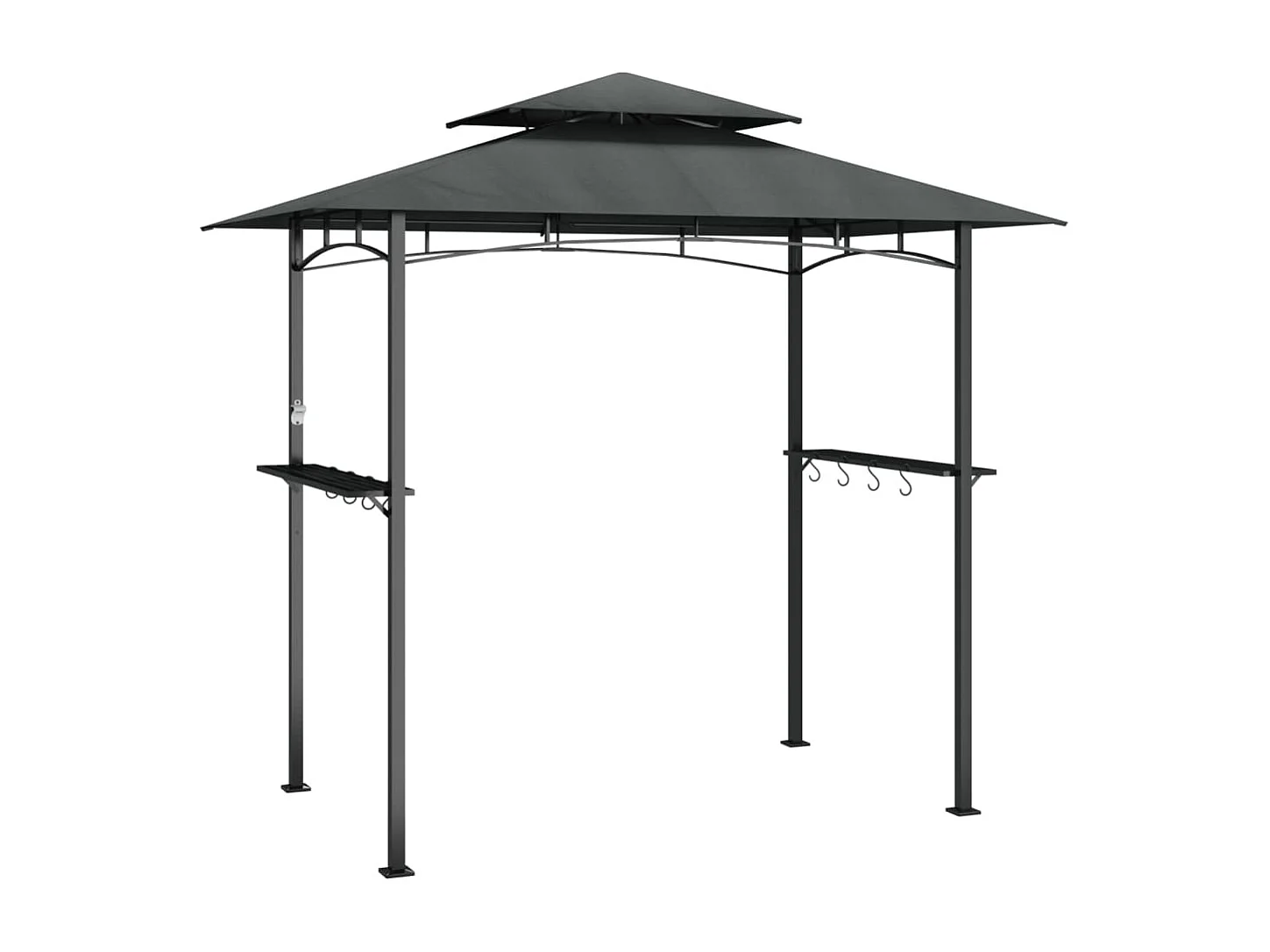 Gazebo churrasco prateleiras laterais 240x150x243 aço antracite PT906558