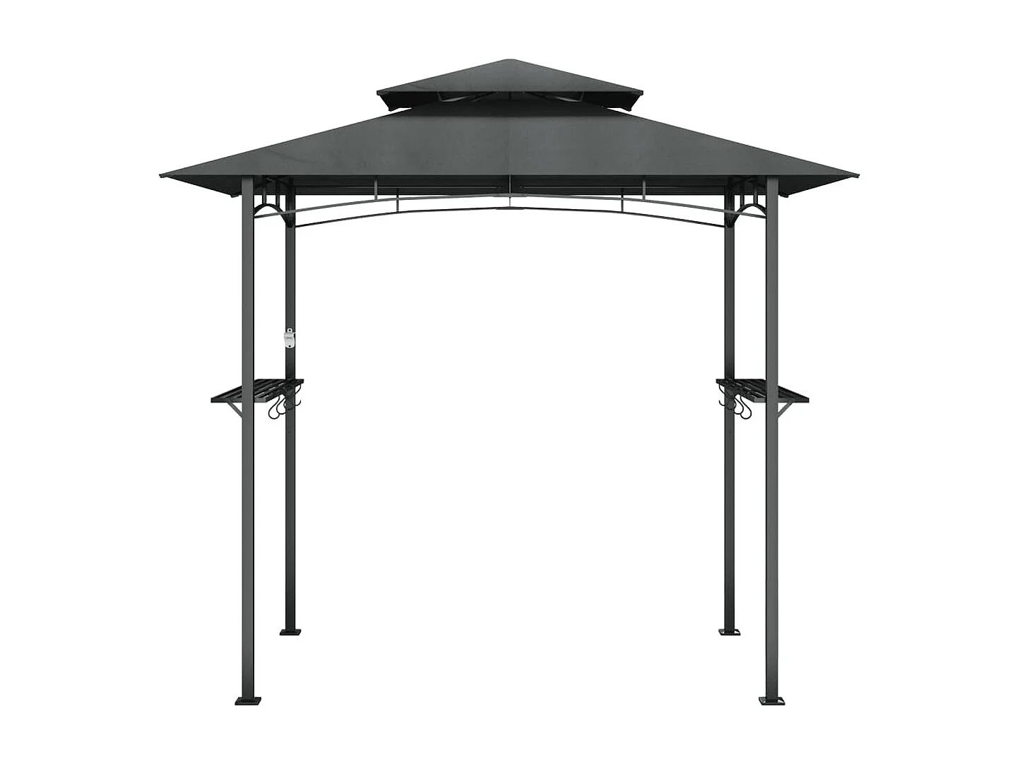 Gazebo churrasco prateleiras laterais 240x150x243 aço antracite PT906558