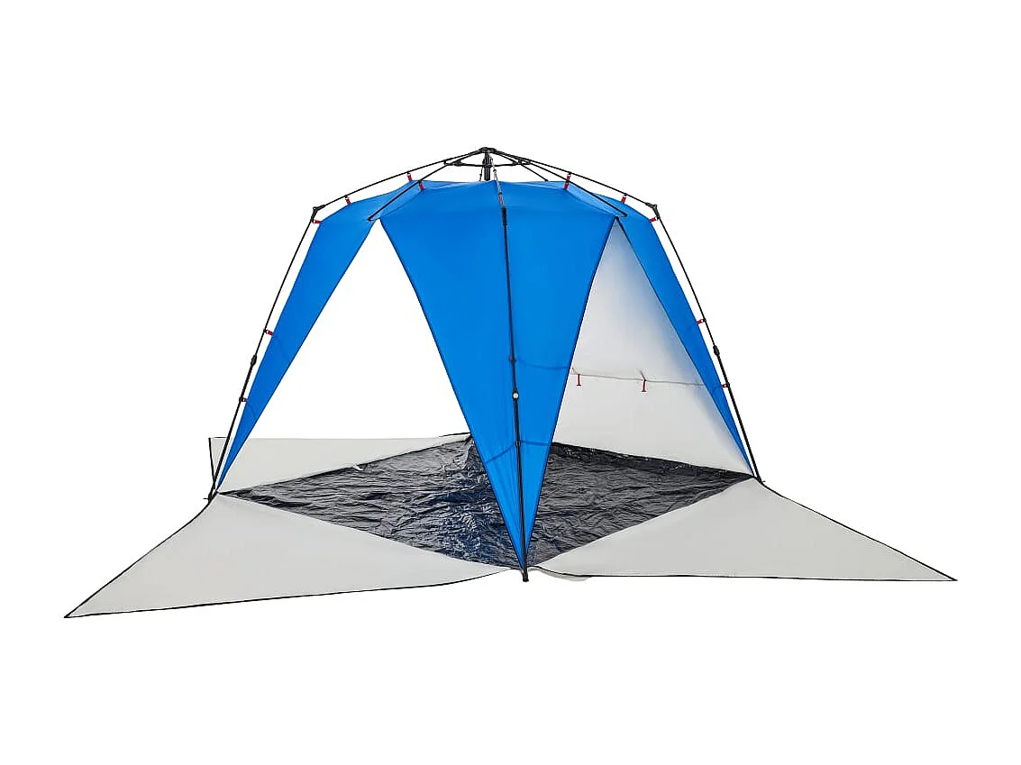 Tenda praia 4 pessoas libertação rápida impermeável azul ciano PT274661