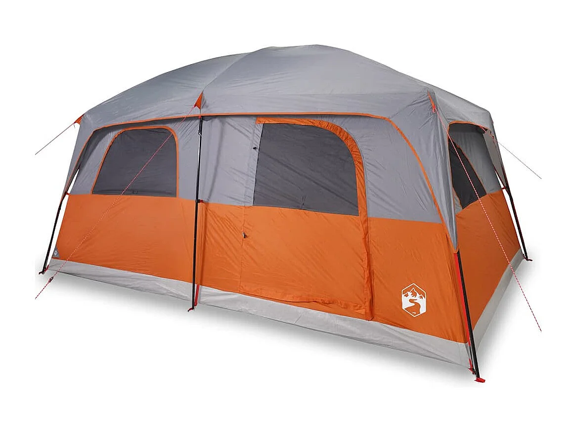 Tenda familiar para 10 pessoas impermeável cinzento e laranja PT193702