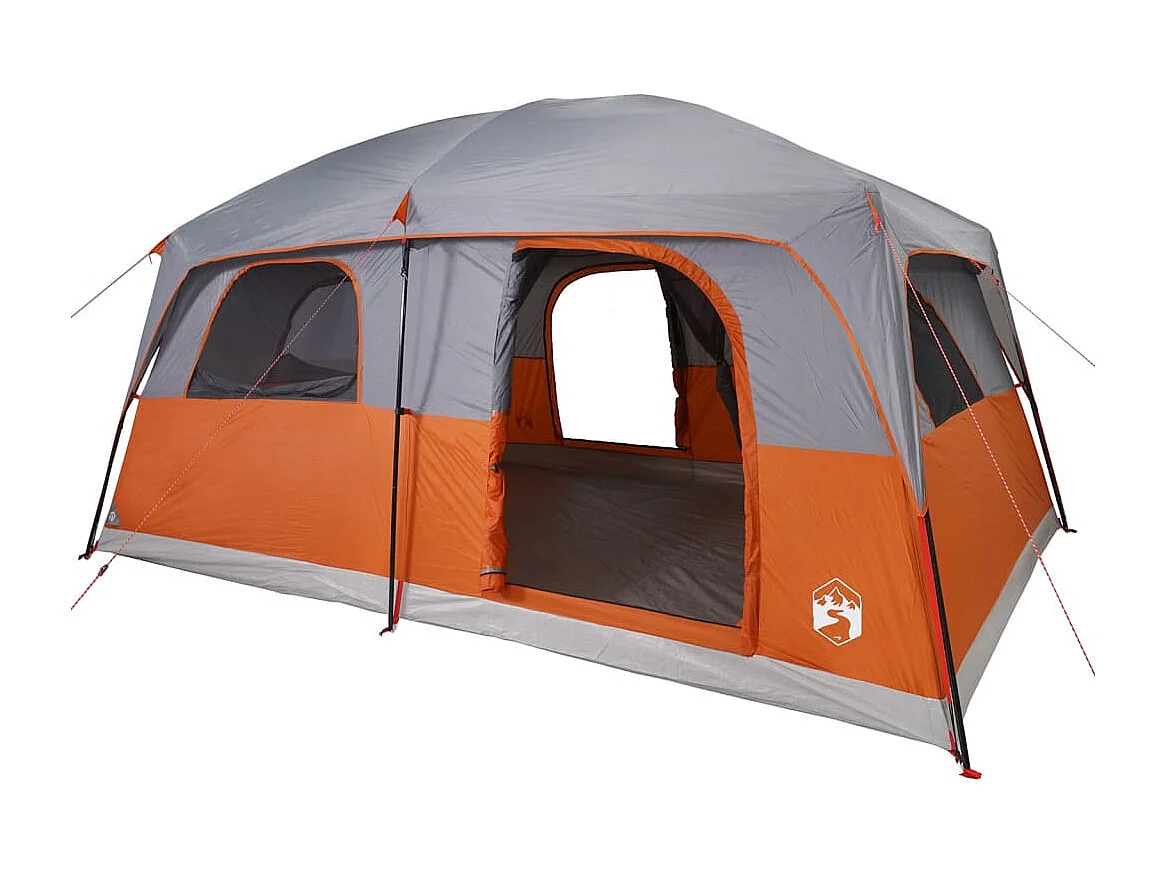 Tenda familiar para 10 pessoas impermeável cinzento e laranja PT193702