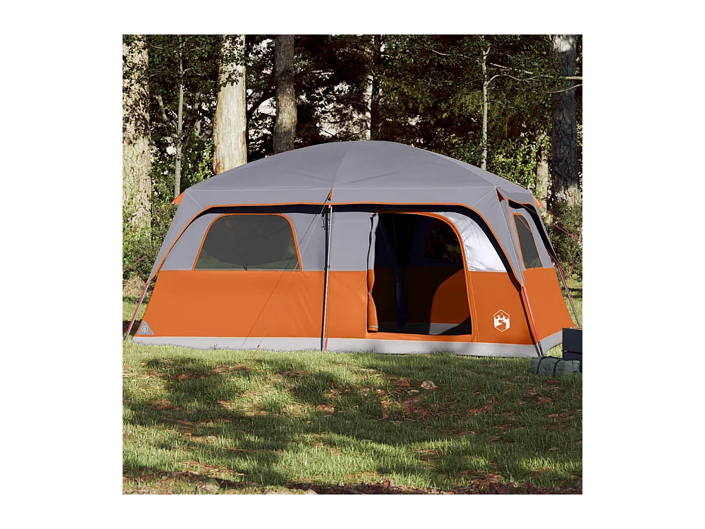 Tonnelle -Tente de cabine familiale 10 personnes gris orange imperméable FR890673