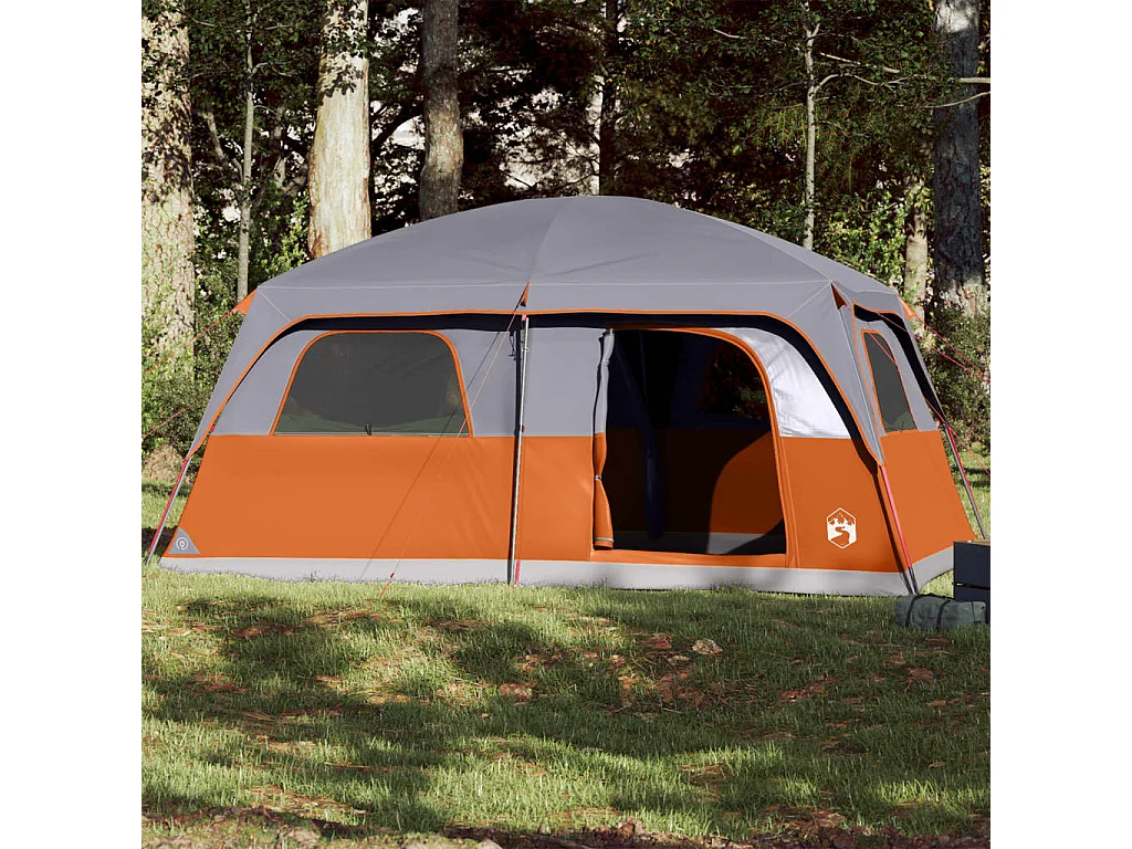 Tonnelle -Tente de cabine familiale 10 personnes gris orange imperméable FR890673