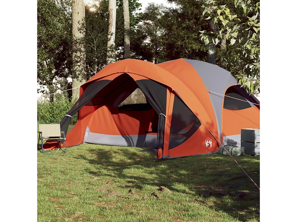 Tenda familiar estilo cabana 6 pessoas imperm. cinza/laranja PT744892