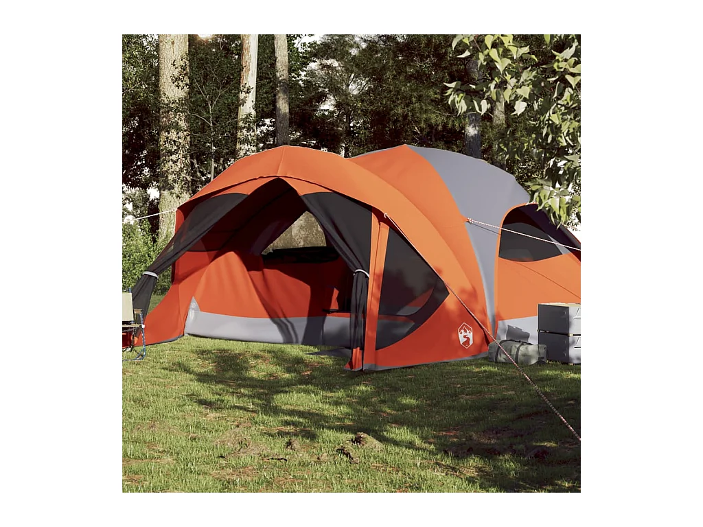 Tonnelle -Tente de cabine familiale 6 personnes gris orange imperméable FR239317