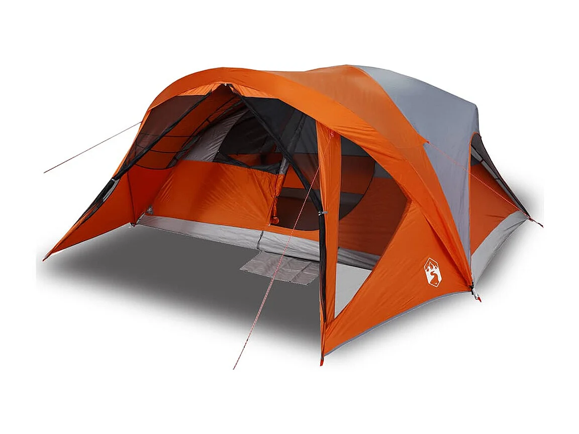 Tonnelle -Tente de cabine familiale 6 personnes gris orange imperméable FR239317