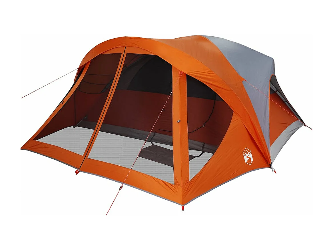 Tonnelle -Tente de cabine familiale 6 personnes gris orange imperméable FR239317