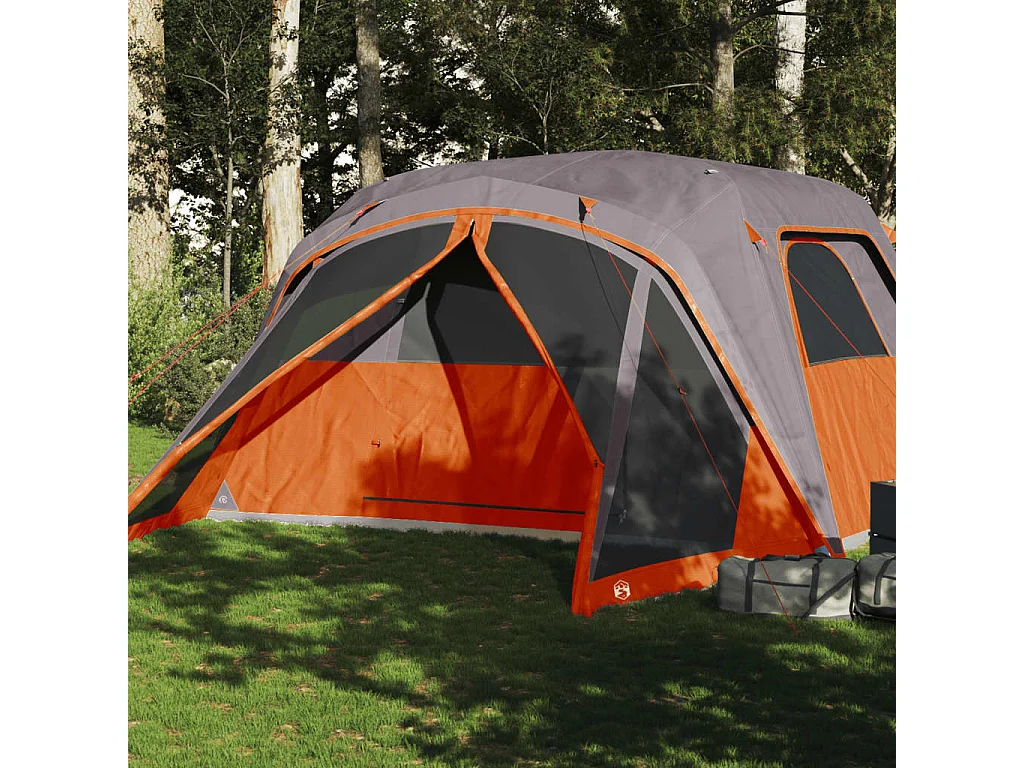 Tienda familiar con porche 4 personas impermeable gris naranja ES667929