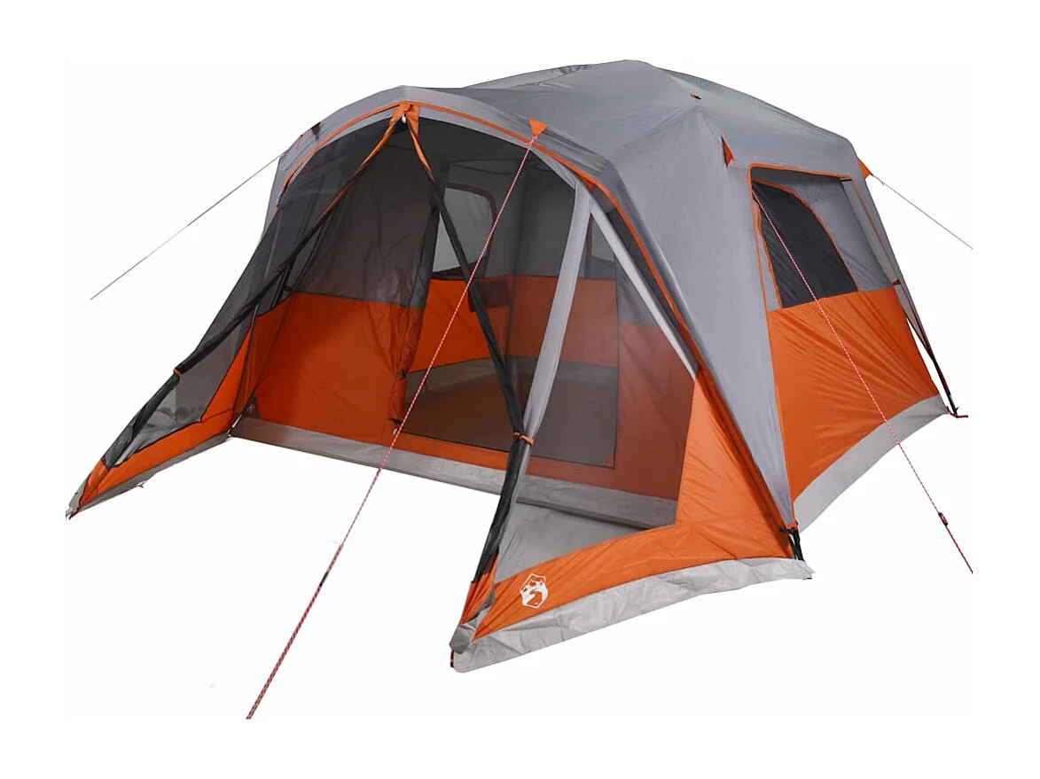 Tienda familiar con porche 4 personas impermeable gris naranja ES667929