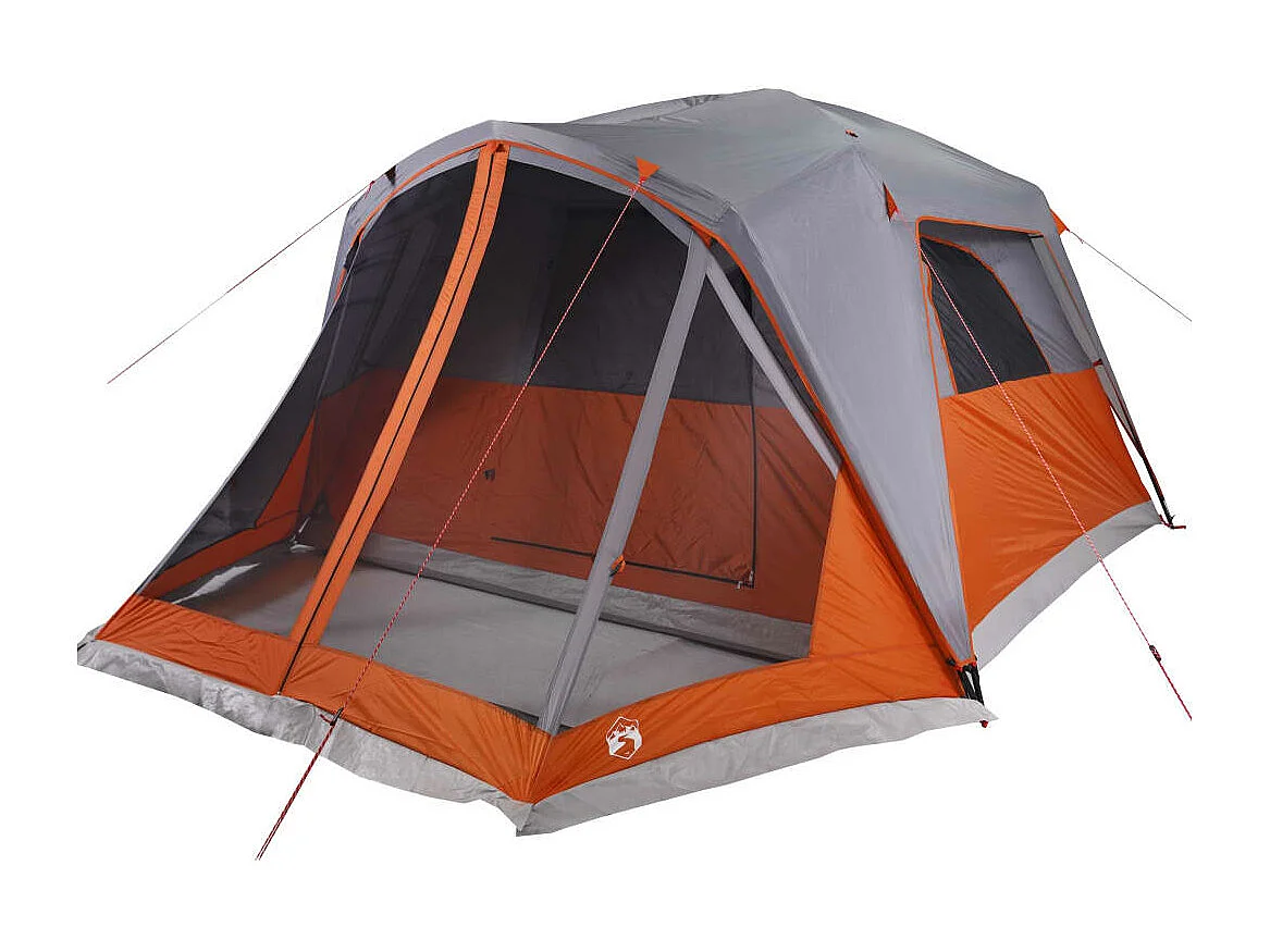 Tonnelle -Tente familiale et porche 6 personnes gris orange imperméable FR429427