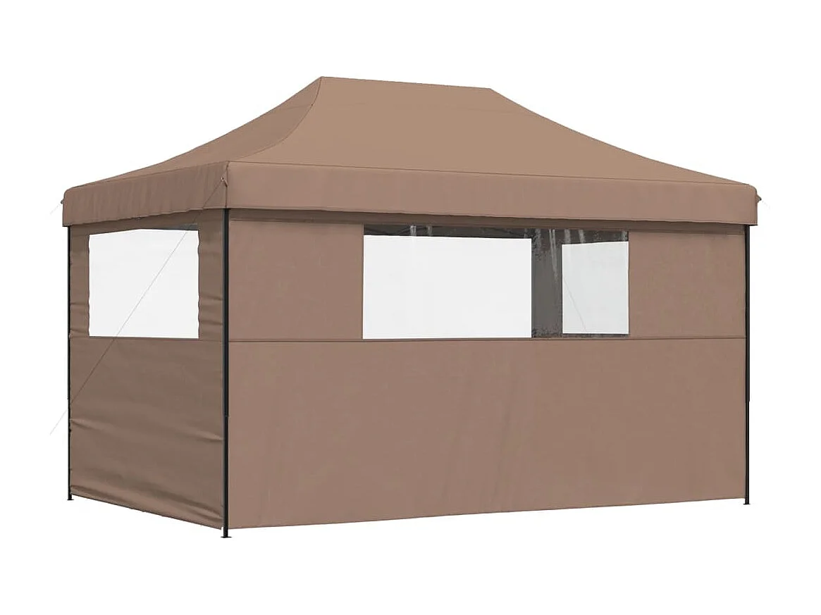 Tenda p/ festas pop-up dobrável com 3 paredes laterais castanho PT323362