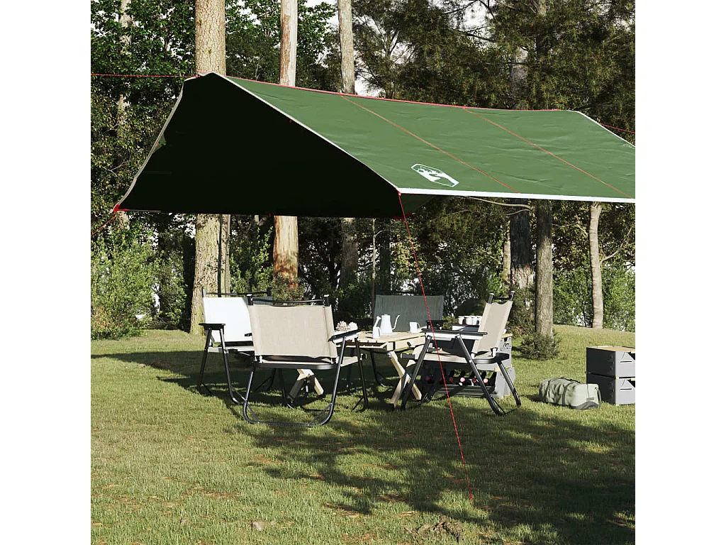 Lona de campismo 420x440 cm impermeável verde PT960831