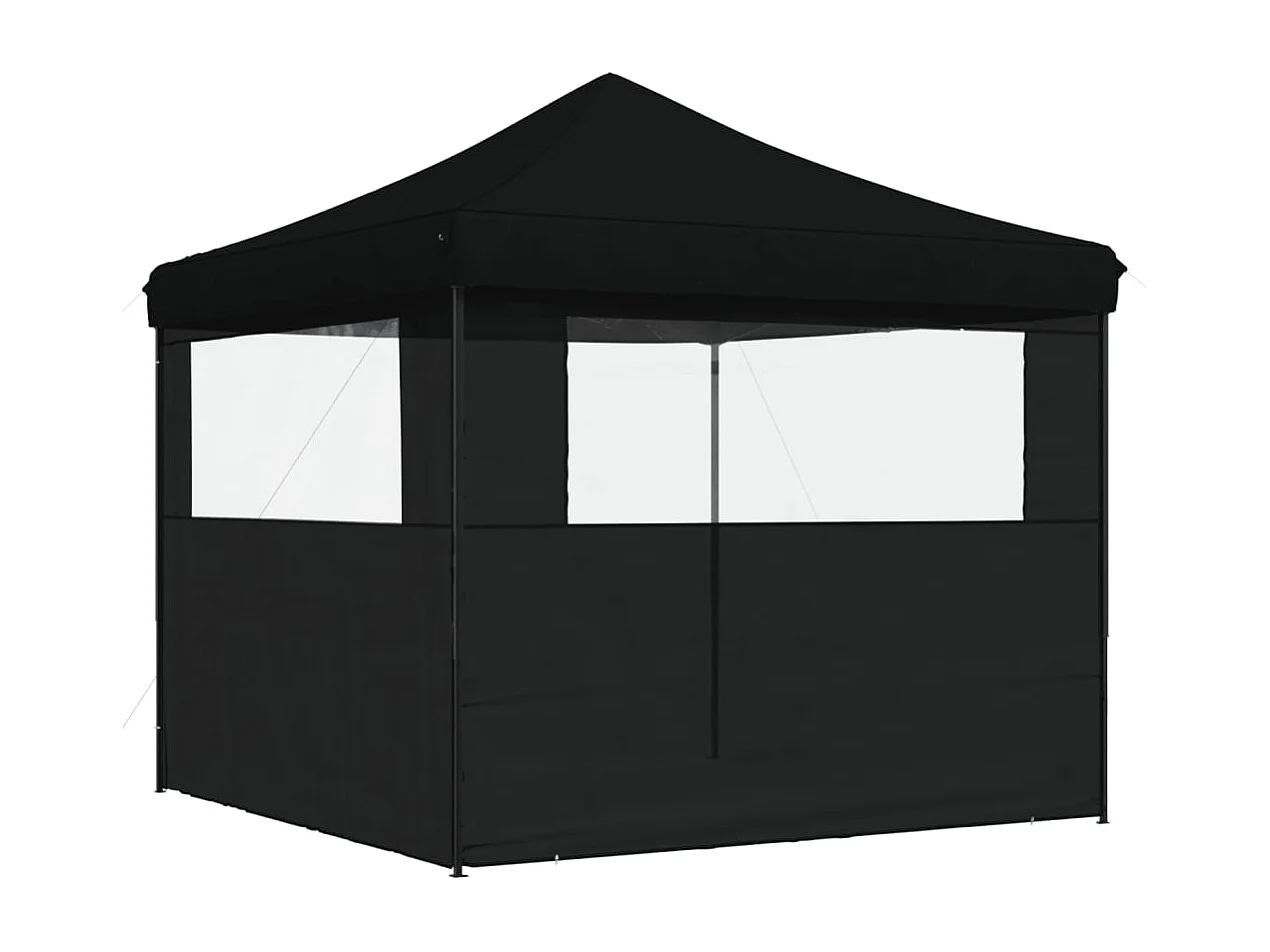 Tonnelle -Tente de réception pliable escamotable 2 parois latérales noir FR126265