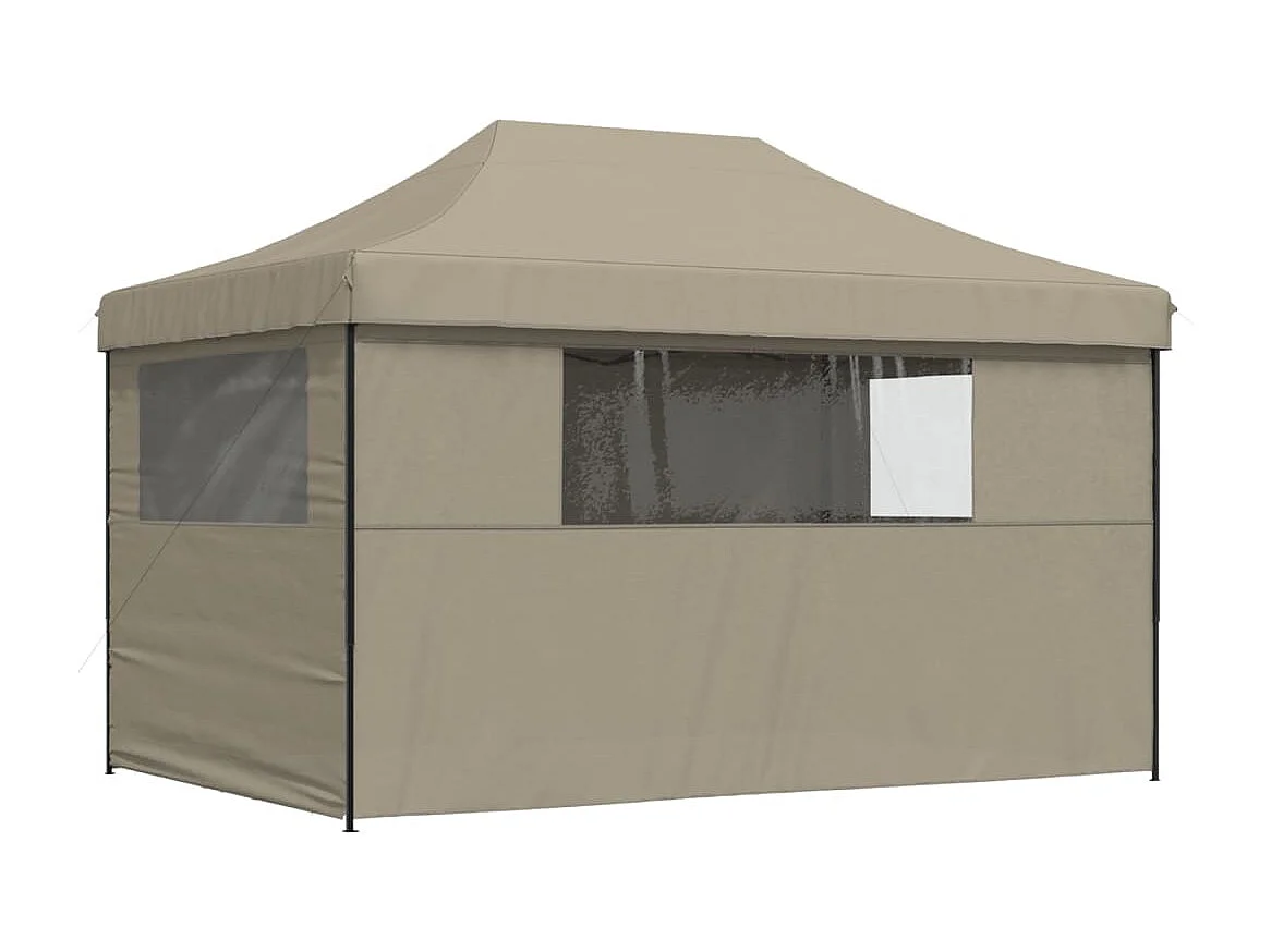 Tonnelle -Tente de réception pliable escamotable 4 parois latérales taupe FR464467