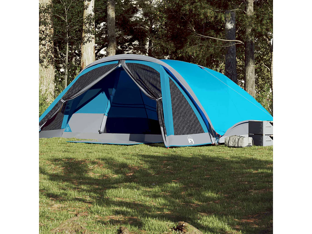 Tenda familiar estilo cabana para 6 pessoas impermeável azul PT154233