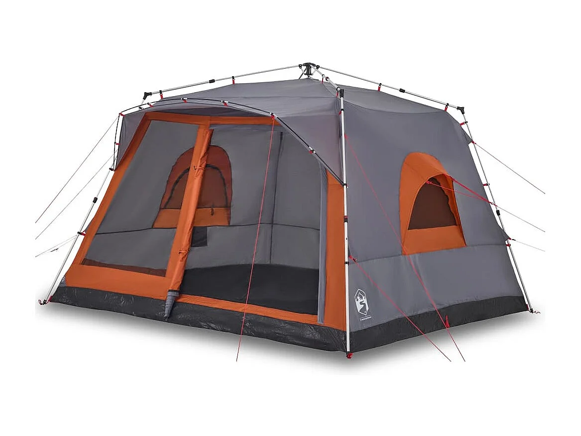 Tonnelle -Tente familiale cabine 7personnes gris orange dégagement rapide FR344023