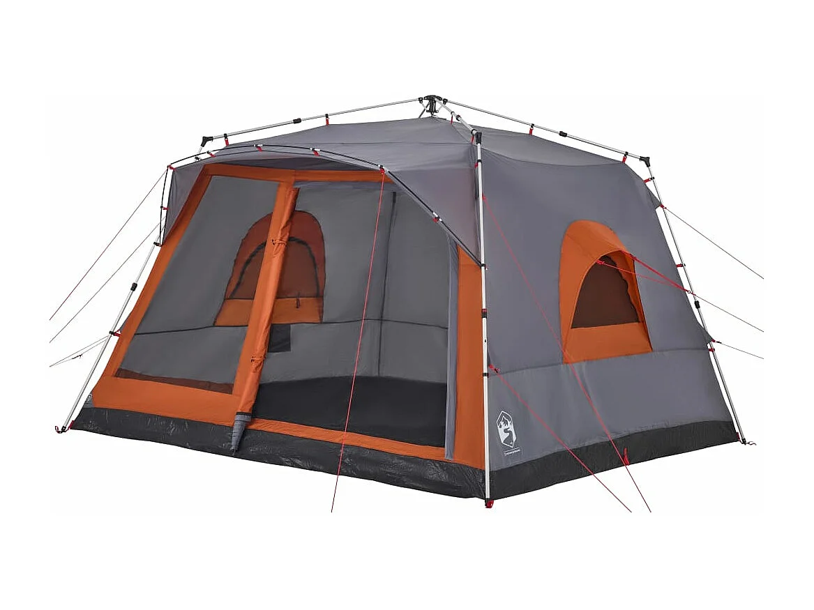 Tonnelle -Tente familiale cabine 7personnes gris orange dégagement rapide FR344023