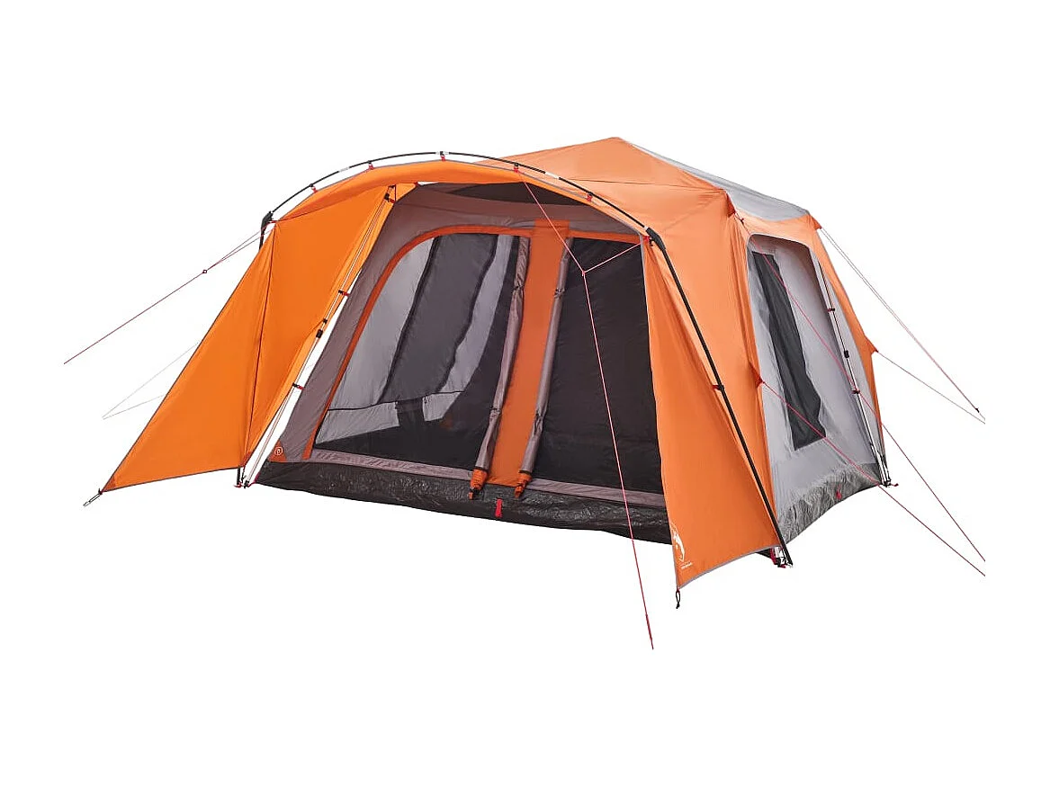 Tenda familiar c/ alpendre 9 p. libertação rápida cinza/laranja PT834858