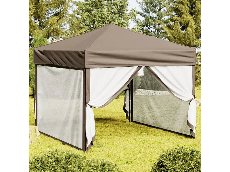 Tonnelle -Tente de réception pliable avec parois Taupe 3x3 m FR721732