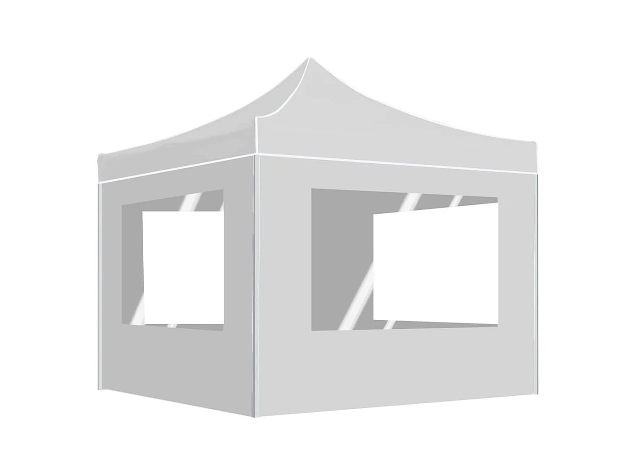 Tonnelle -Tente de réception pliable avec parois Aluminium 3x3 m Blanc FR649807