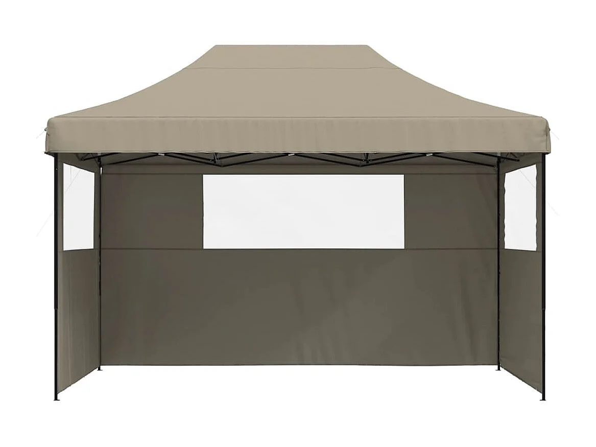 Partytent inklapbaar pop-up met 3 zijwanden taupe BE291773