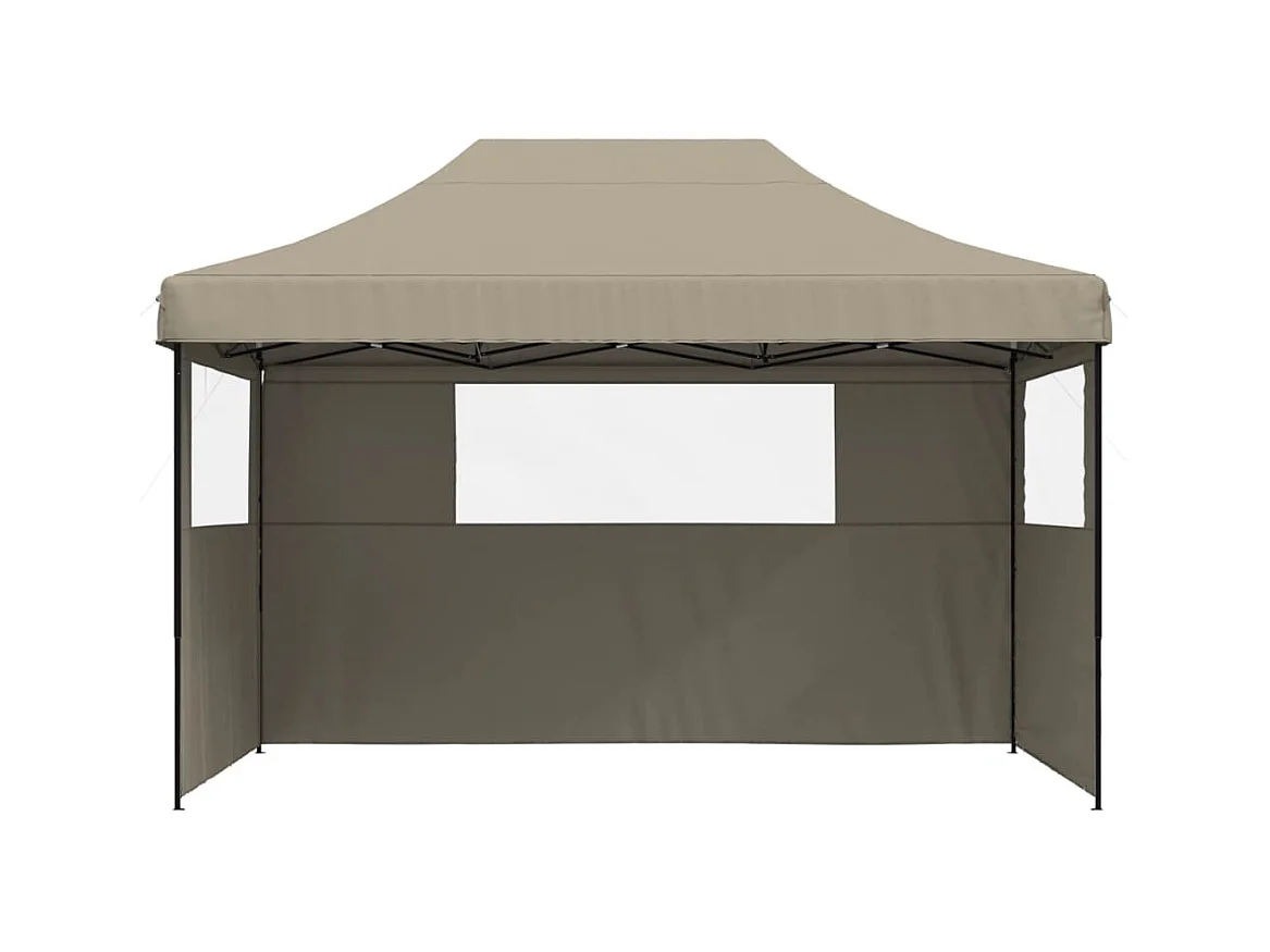 Tonnelle -Tente de réception pliable escamotable 3 parois latérales taupe FR551834