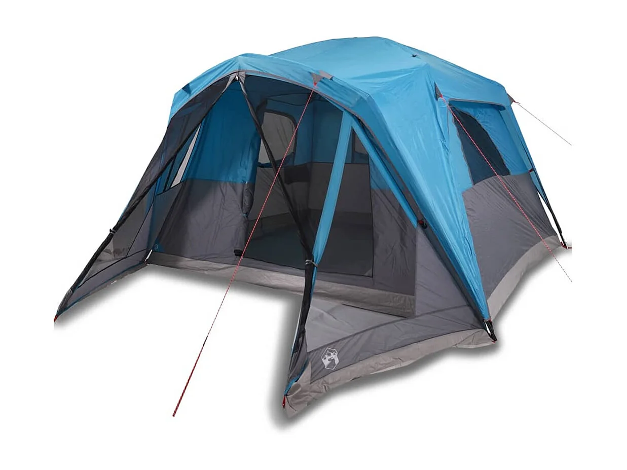 Tonnelle -Tente familiale avec porche 6 personnes bleu imperméable FR986114