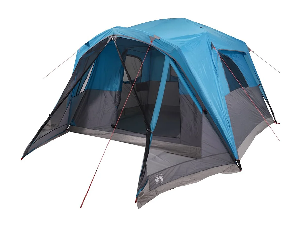 Tonnelle -Tente familiale avec porche 6 personnes bleu imperméable FR986114