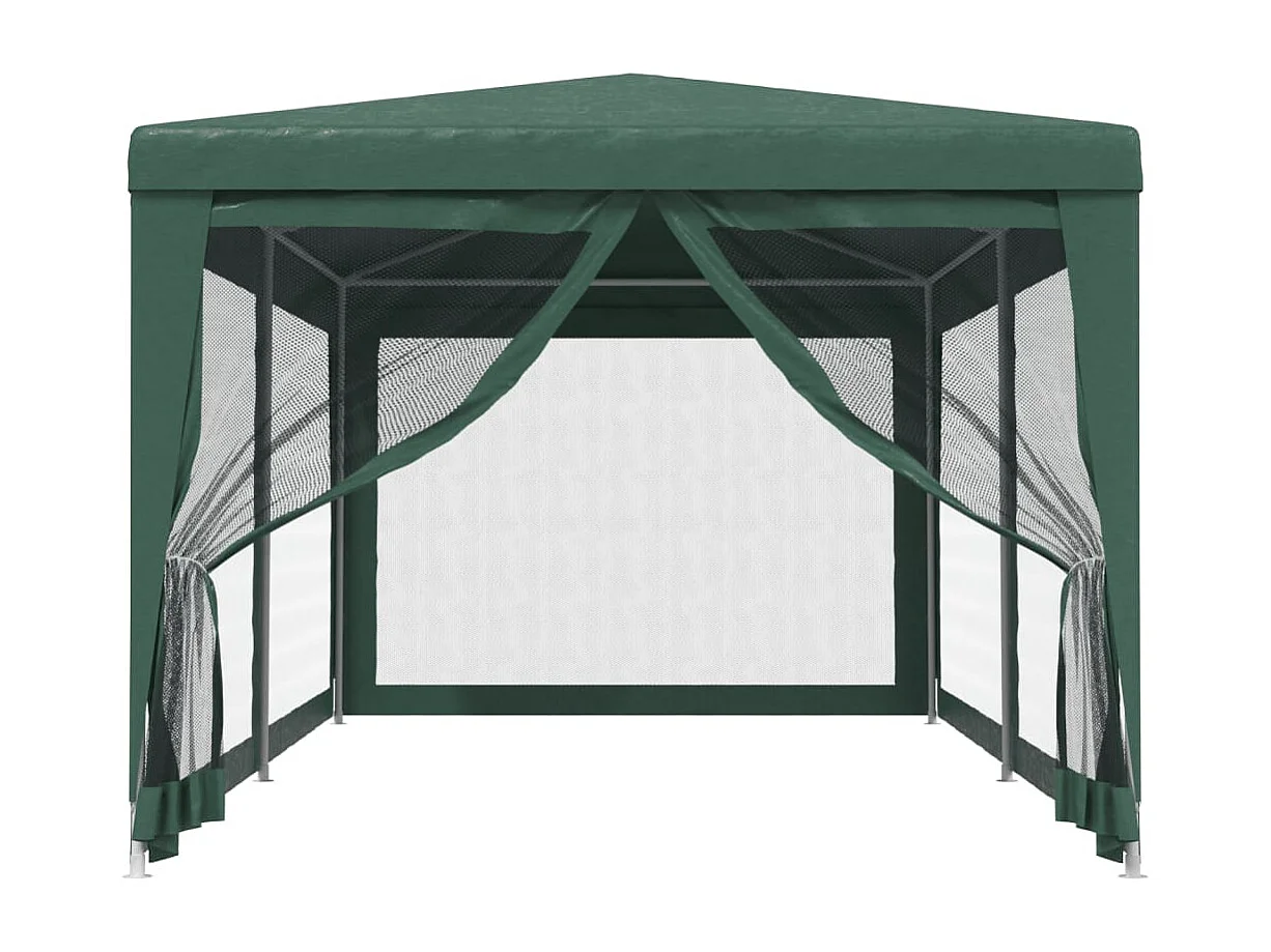 Carpa para fiestas con 6 paredes de malla HDPE verde 3x6 m ES995336