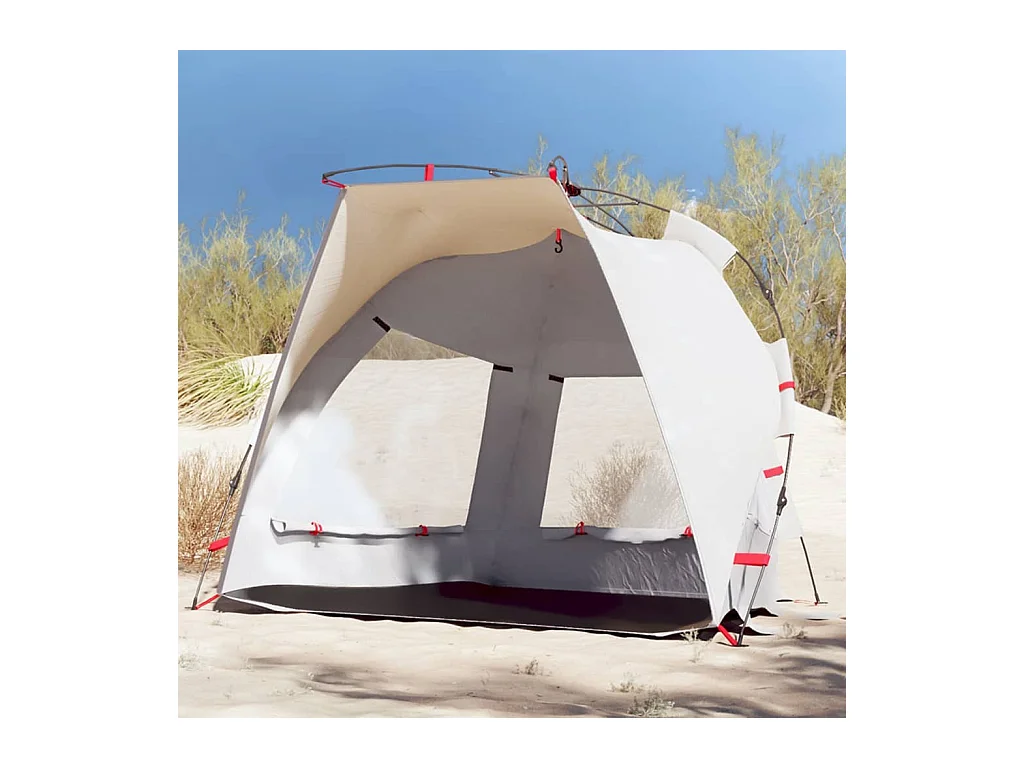 Tonnelle -Tente de plage 2 personnes gris libération rapide imperméable FR611019