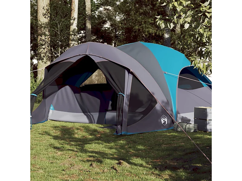 Tenda familiar estilo cabana para 6 pessoas impermeável azul PT528063