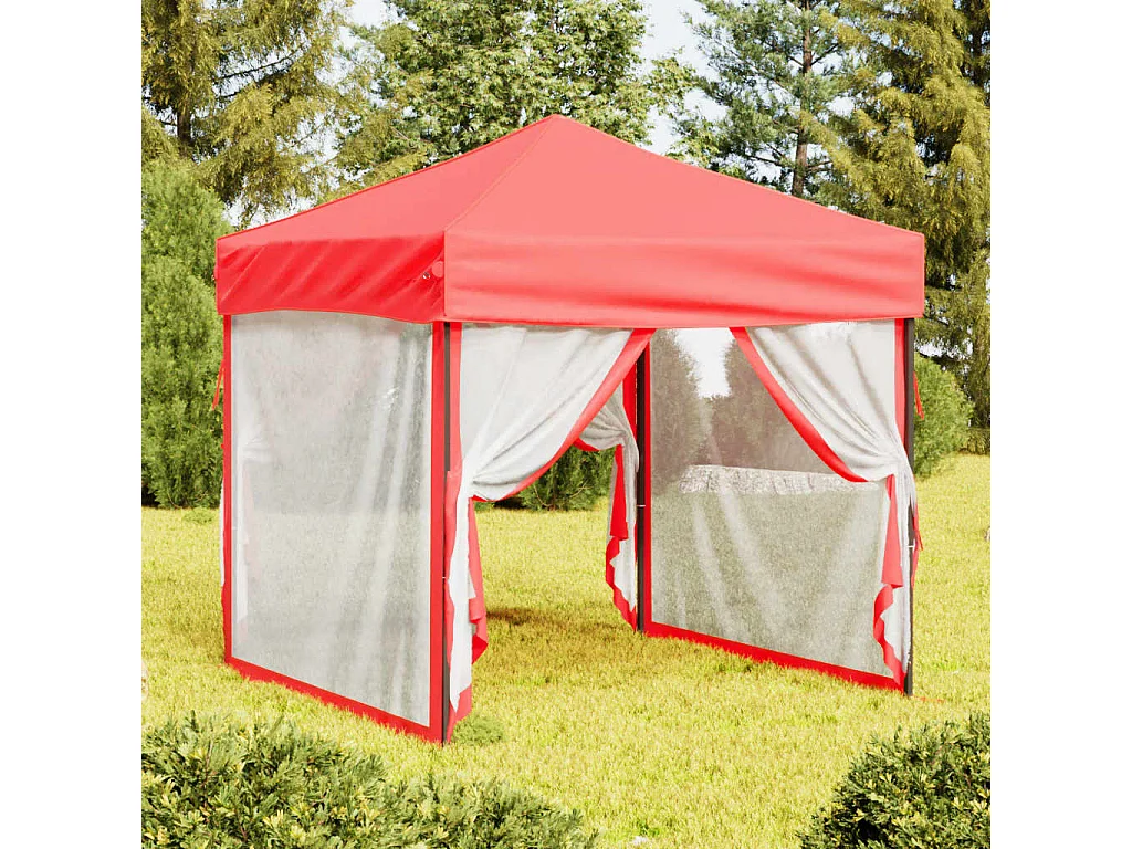 Tenda para festas dobrável com paredes laterais 2x2 m vermelho PT929822