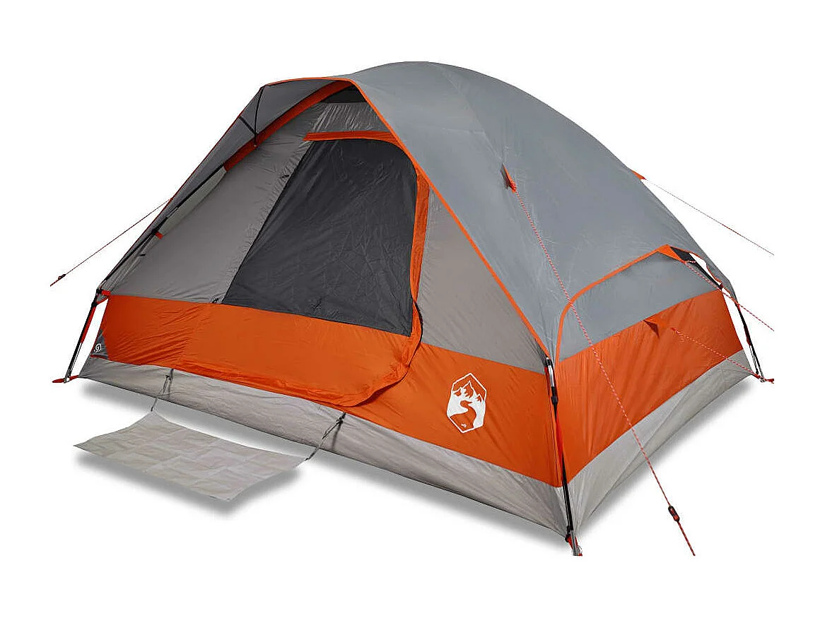 Tonnelle -Tente familiale à dôme 6 personnes gris et orange imperméable FR852163