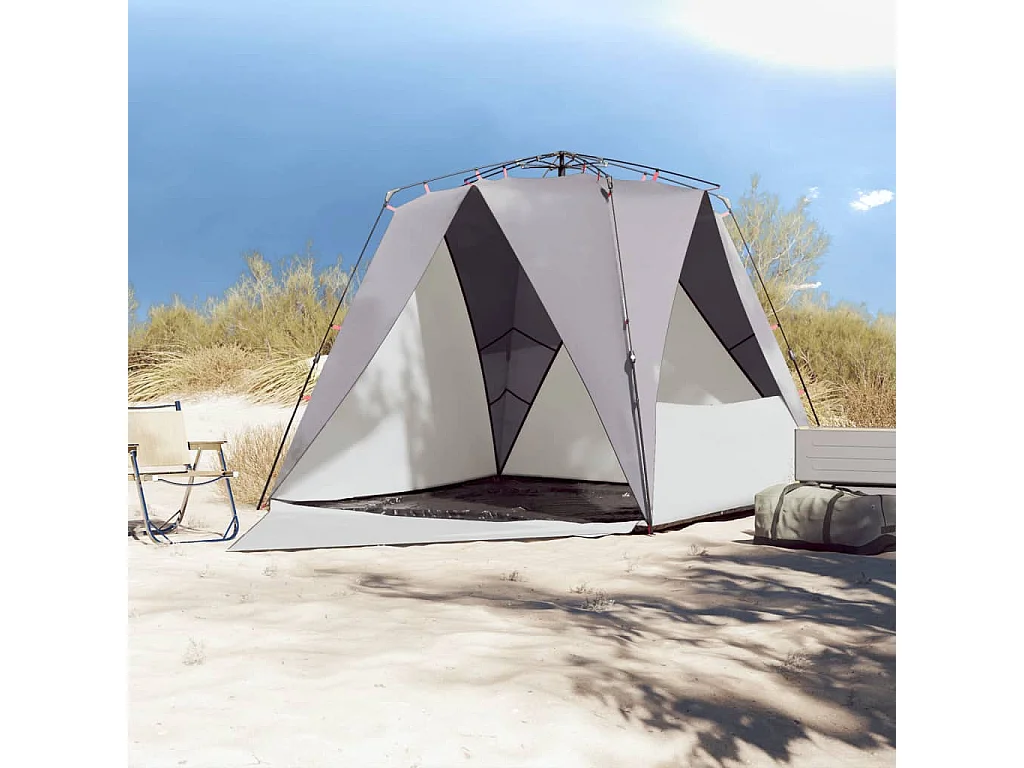 Tonnelle -Tente de plage 4 personnes gris libération rapide imperméable FR666886