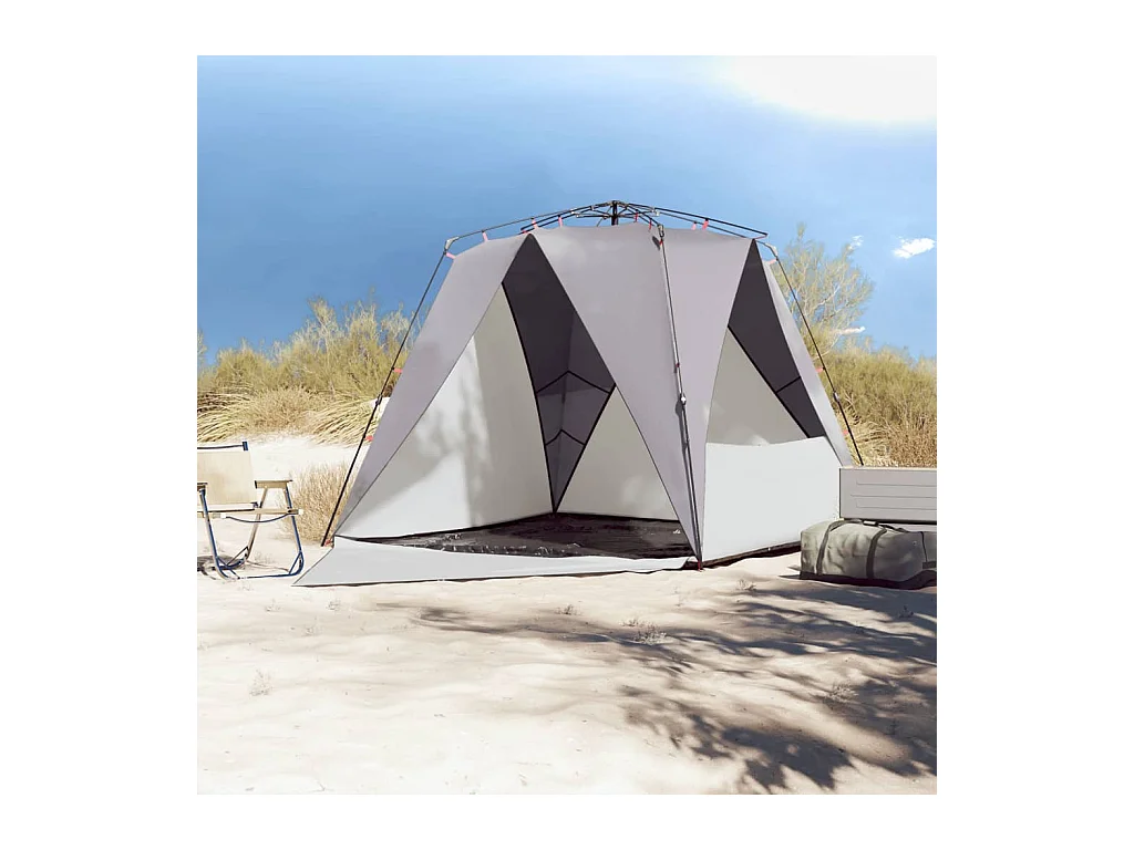Tonnelle -Tente de plage 4 personnes gris libération rapide imperméable FR666886