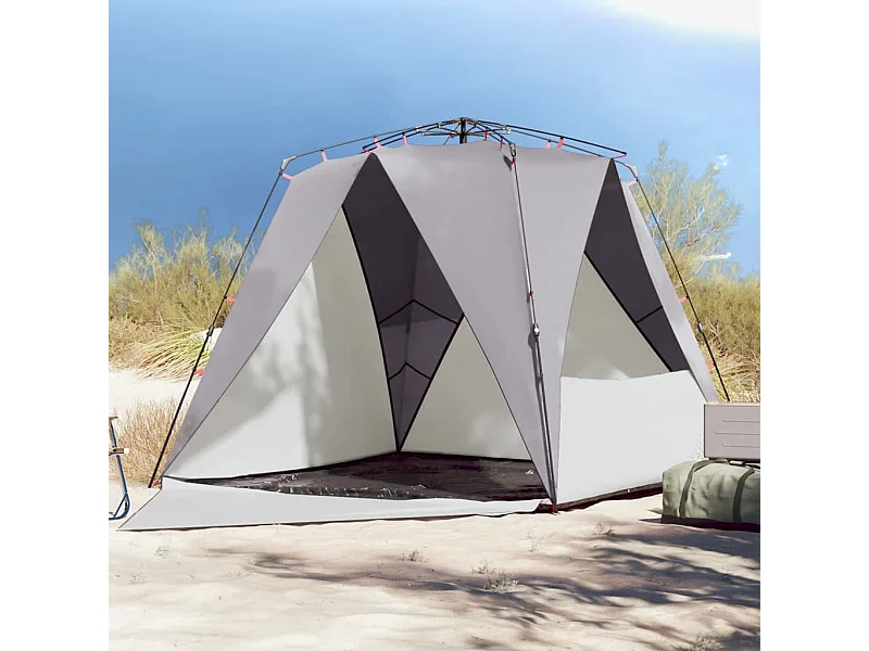 Strandtent 4-persoons waterdicht snelontgrendeling grijs BE936508
