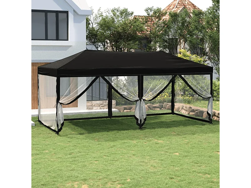 Partytent inklapbaar met zijwanden 3x6 m zwart BE565969